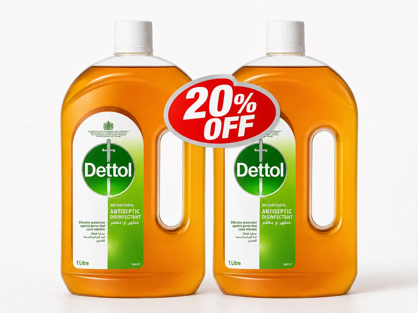 Dettol Antiseptic Antibacterial Disinfectant Liquid for Effective Germ Protection & Personal Hygiene, Used in Floor Cleaning, Bathing and Laundry 1L - (6 set/ctn)