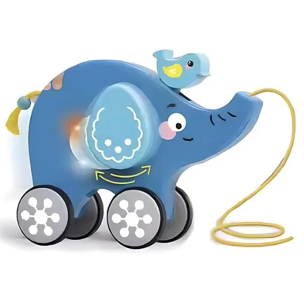 Youleen Elephant Pull Rope Toy Car 19+Months– Cute Animal Pull Along Toy for Toddlers – Early Development Walking Toy Gift
