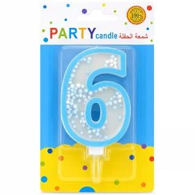Italo 6 Number Birthday Candle Cake Topper, Pink & Blue Sprinkle Number Candle for Birthday Party, Cake Decoration Candle for Kids Birthday Celebration