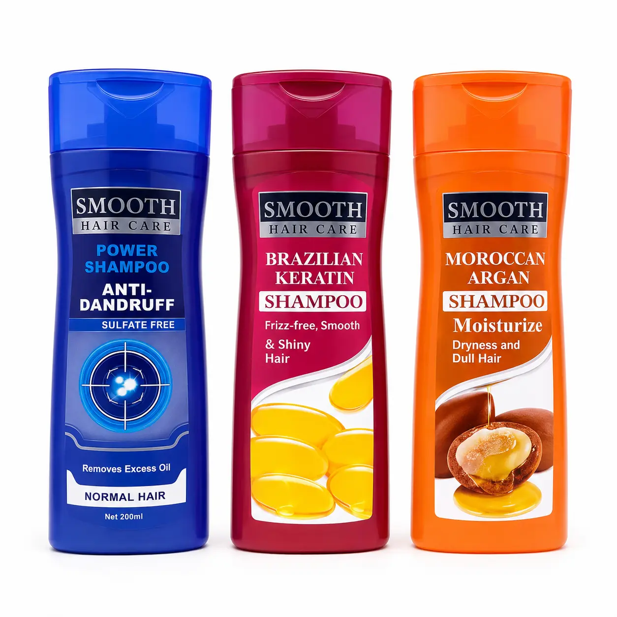 SMOOTH 3PC Shampoo 400ml Offer Pack (7 Sets/Carton) Daily Use Hair Smoothening & Shine Shampoo