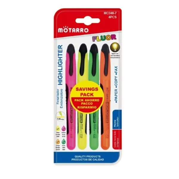 MOTARRO Highlighter Pens Set, MC046-7 Fluorescent Marker Pens with Chisel Tip for School, Office & Study