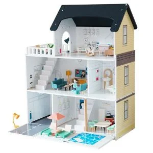 AL ARQAM Kids Wooden Doll House with Elevator - 3-Layer Princess Villa Educational Toy for Ages 3+, 80x35x120 cm