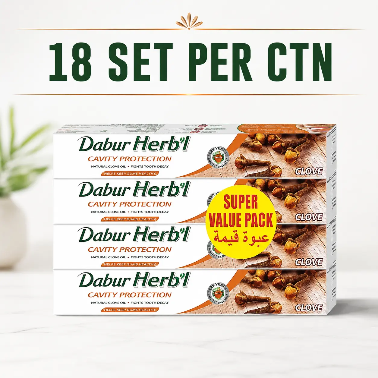 Dabur Herbal Cavity Protect Clove Toothpaste 4pcs set 100gm(18set/ctn)