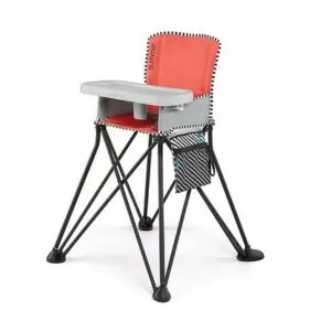 Summer Infant Pop N' Dine Portable High Chair, Orange - Machine-Washable Fabric, Compact Fold