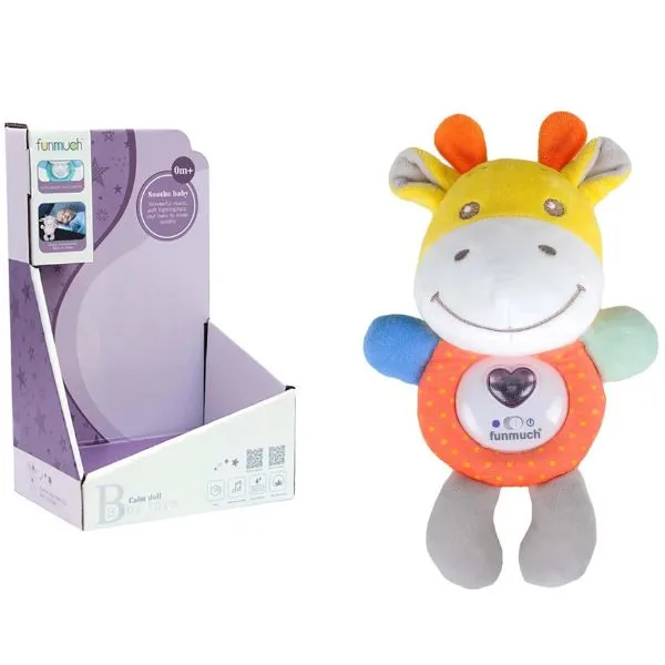 funmuch Baby Musical Giraffe Plush – Soothing Melodies & Soft Light Sensory Toy, Washable Polyester & ABS, Newborn to Infant Musical Companion, 0 Months+ (Musician Giraffe)