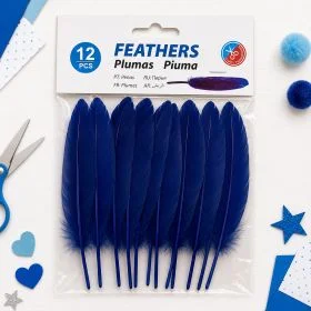 MOTARRO Craft Feathers ME088, 12pcs Navy Blue Natural Decorative Feathers, Soft 20x120mm DIY Feather Pack for Art, School Projects, Decorations & Costume Making