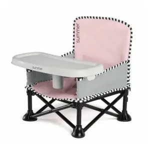 Summer Infant Pop ’N Sit® Portable Booster Seat – Pink | Compact, Travel-Friendly High Chair