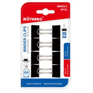 MOTARRO Binder Clips 8 PC MN002-2 – Medium Metal Paper Clips for Office, School & Home – Durable Document & File Organizer