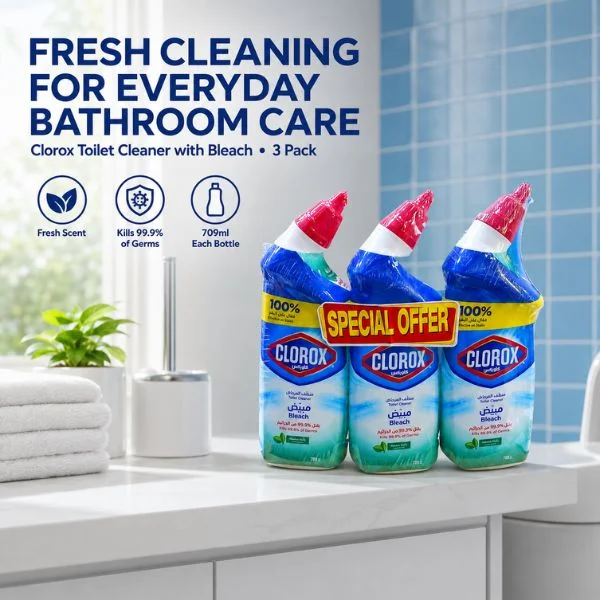 Clorox Toilet Cleaner with Bleach Fresh Scent 709ml (PACK OF 3)(4ST/CTN)– Special Offer Bathroom Cleaning Liquid
