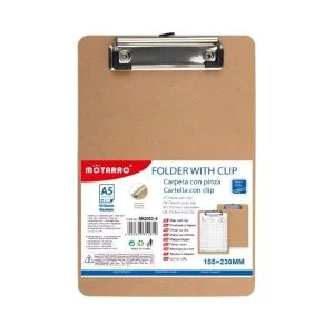 MOTARRO A5 Writing Pad Folder with Clip MQ002-4 - Memo Organizer, Paper Storage & Clipboard, Office Stationery with Flat Head Plate Clamp