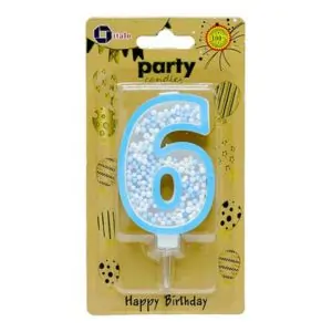 Italo Number 6 Birthday Candle with Foam Balls, Beautiful Party Cake Decoration, Boys & Girls Celebration Accessory