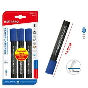 MOTARRO Permanent Marker 3 Pack MC031-8,  Fine Tip, Black Ink, Quick Dry, Waterproof & Fade Resistant – Ideal for Office, School, Home & Industrial Use