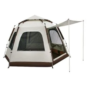 AL ARQAM Premium Inflatable Camping Tent, Hexagonal Waterproof Pop-Up Family Tent, Large Fully Automatic Quick-Opening Portable Tent, Thickened Oxford Fabric (Khaki)