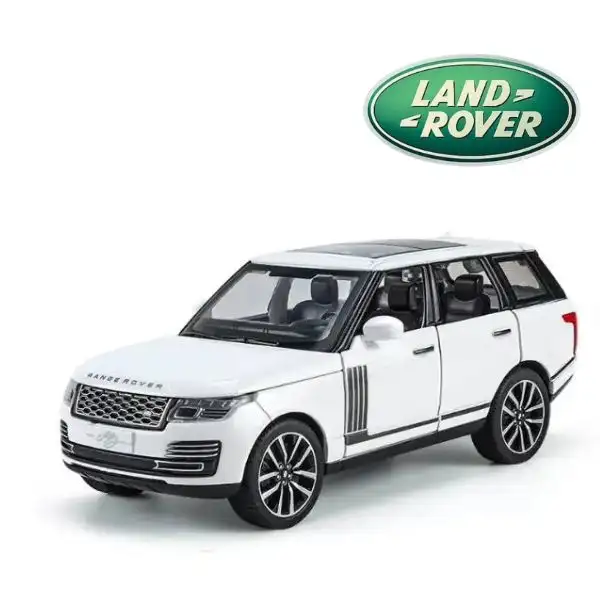 Land Rover 1:24 Official Licensed Range Rover Diecast 50th Anniversary Model Car – Alloy Metal SUV Collectible Toy with Opening Doors, Sound & Light for Kids & Adults (White)