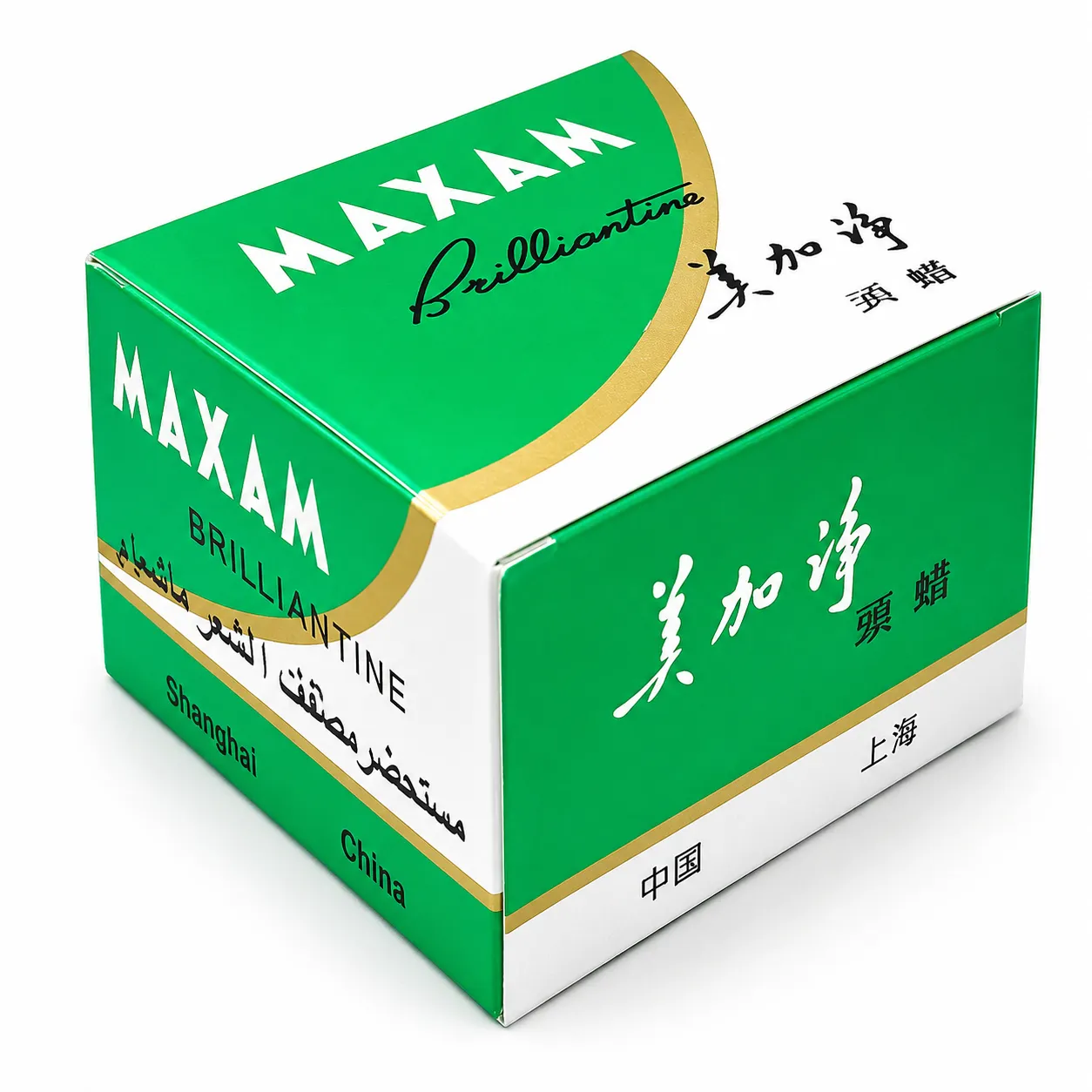 Maxum Brilliantine Hair Cream Green, Hair Styling Pomade Wax for Men, Smooth Shine, 12 Dz/CTN