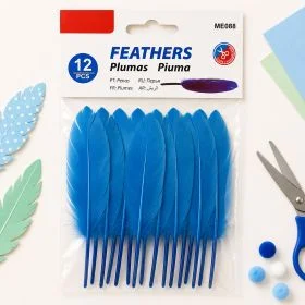 MOTARRO Craft Feathers ME088, 12pcs Blue Natural Decorative Feathers, Soft 20x120mm DIY Feather Pack for Art, School Projects, Decorations & Costume Making