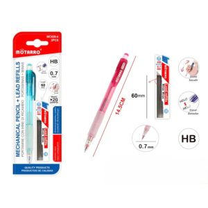 MOTARRO Mechanical Pencil with Lead Refills MC029-4 – HB Graphite, Refillable, Smooth Writing, Ergonomic Grip – Includes Extra Lead for School, Office & Drawing Use
