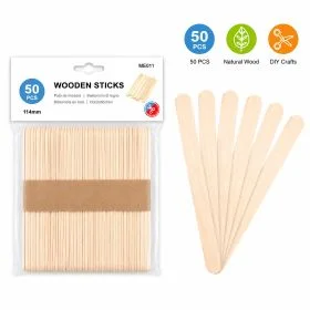 MOTARRO 50PCS Natural Wooden Craft Sticks ME011, 114mm Popsicle Sticks for DIY Crafts, School Projects, Kids Art Activities, Classroom Supplies, Model Making & Handmade Decorations