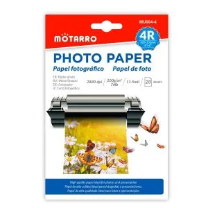 MOTARRO 4"x6" Glossy Photo Paper MU004-4, 20 Sheets, 200GSM 11.5mil, 5760 dpi High Resolution, Instant Dry Inkjet Paper for Dye Ink Printers