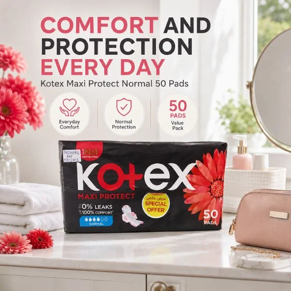 Kotex Sanitary Pads Normal 50 Pack(4PC/CTN) – Maxi Protect Comfort Feminine Hygiene Pads