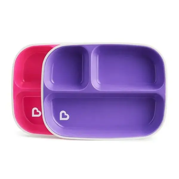 Munchkin Splash Divided Plates for Toddlers 6m+, BPA Free, Dishwasher & Microwave Safe, Non-Slip, Pack of 2