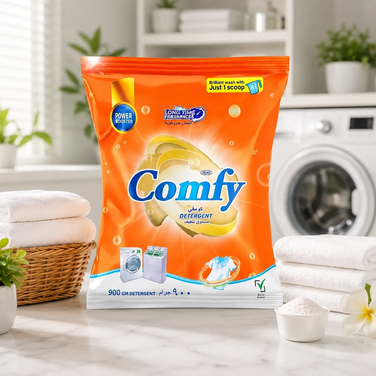 FEAH Comfy Washing Powder – 900g (20pcs/ctn) Deep Cleaning Detergent for Bright, Fresh Clothes | For Top Load & Hand Wash Use