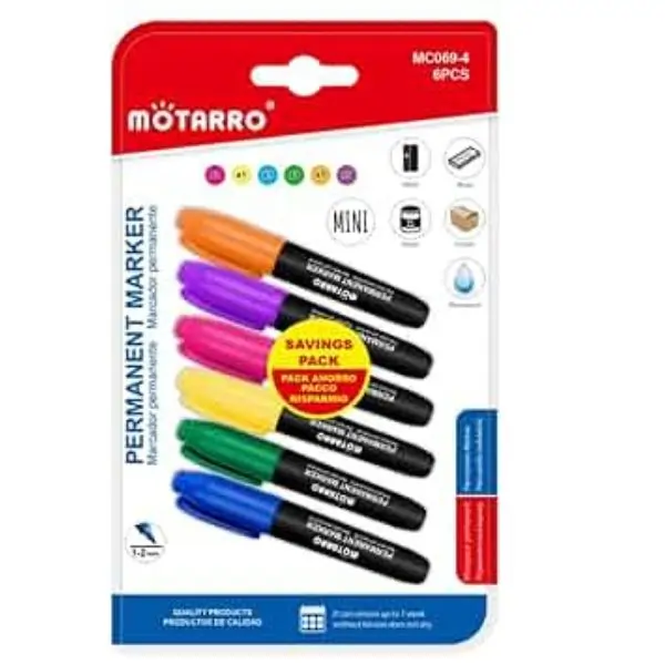 MOTARRO Permanent Marker MC069-4, Multicolor Assorted Permanent Markers, Quick Dry, Fade & Water-Resistant Ink