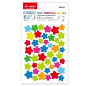 MOTARRO Adhesive Labels MU036 – Star Shaped Sticker Labels for Kids, School & Craft Projects – Self-Adhesive Reward & Decoration Stickers