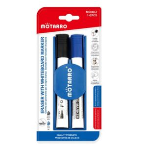 MOTARRO Board Marker & Eraser Set MC040-2, Dry Erase Whiteboard Marker with Eraser for Classroom, Office & Home – Smooth Writing, Quick-Dry, No Smudge