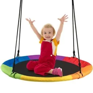 AL ARQAM 40" Round Saucer Tree Swing – Heavy Duty Colorful Round Swing for Kids & Adults, Sturdy Steel Frame for Outdoor Hanging, Ideal for Backyard & Family Fun