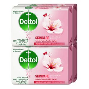 Dettol Skincare Anti-Bacterial Bathing Soap Bar for effective Germ Protection & Personal Hygiene, Protects against 100 illness causing germs, Rose & Sakura Blossom Fragrance,Arabic(24pcs/ctn)