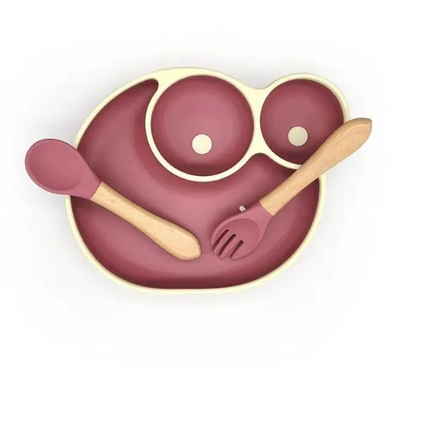ALGO Baby Food Plate Snail Design with Wooden Spoon – Toddler Feeding Bowl, BPA-Free, Kids Mealtime