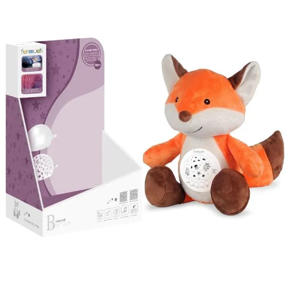 funmuch Baby Fox Plush Toy with Soft Night Light & Soothing Music, Musical Stuffed Animal Sleep Aid, Calming Sound Machine for Newborns & Infants