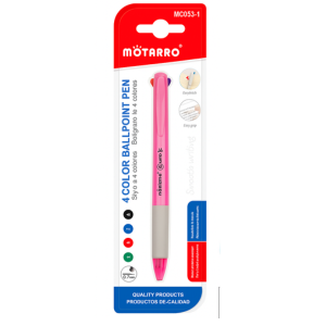MOTARRO 4 Color Ballpoint Pen 0.7mm MC053-1 – Smooth Writing Multi-Color Pen with Easy Grip for School, Office & Home Use – Black, Blue, Red, Green